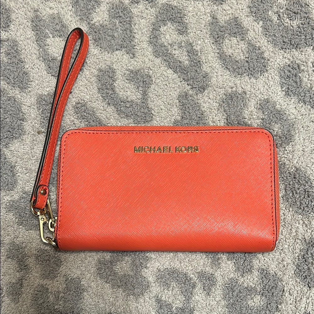Michael Kors Orange Wristlet Wallet